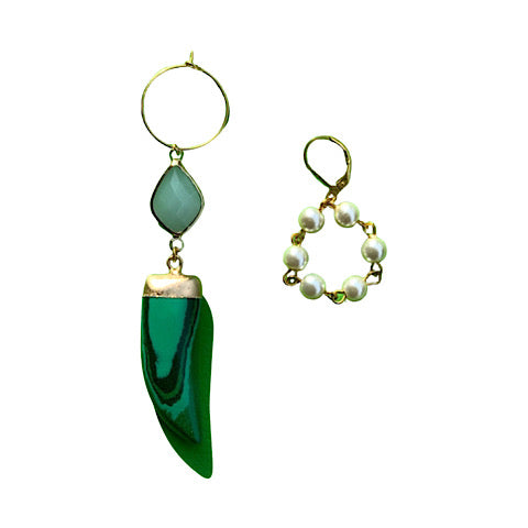 Mix-n-Match Charm Drop Earrings (cacho & huggie pearl)