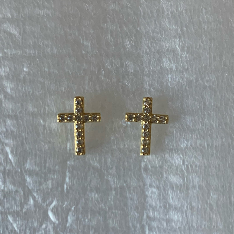 Mini CZ Cross Stud Earring