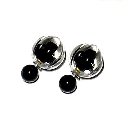 Ball Encased in Glass Double Sided Earrings