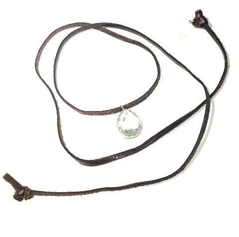 Leather Wrap Choker w/pendant