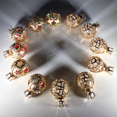 Circone/Gold Crystal Double Earrings
