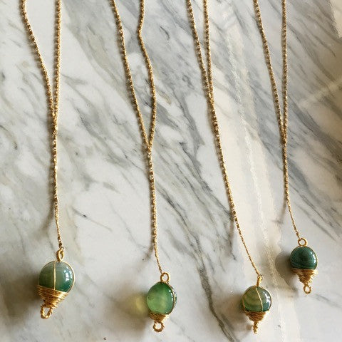 Green Agate Rosary Necklace