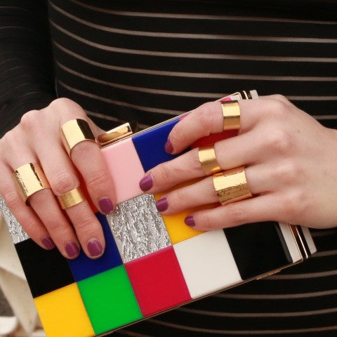 Adjustable Wide Gold Tube Ring