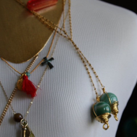 Green Agate Rosary Necklace