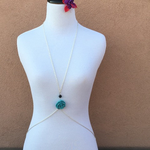 Bohemian Rose Silver Body Chain