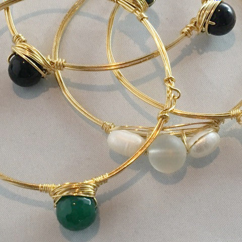 Wire Wrapped Green Agate Stone Bracelet