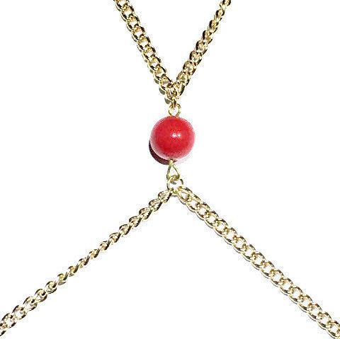 Coral (M) bead Gold Body Chain