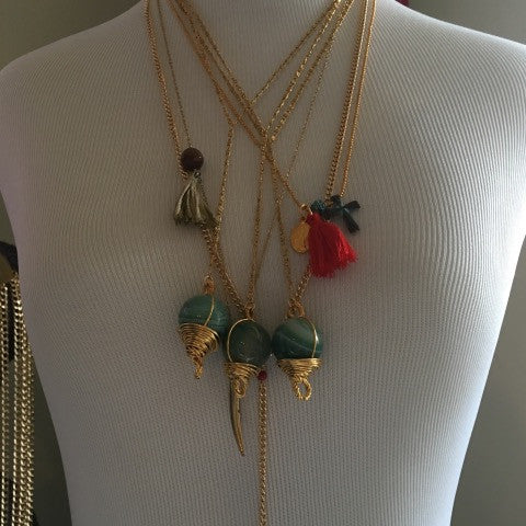 Green Agate Rosary Necklace