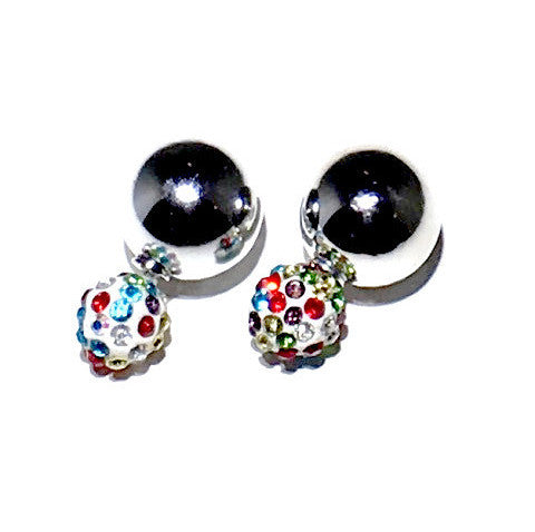 Disco Ball/Silver Double Earring