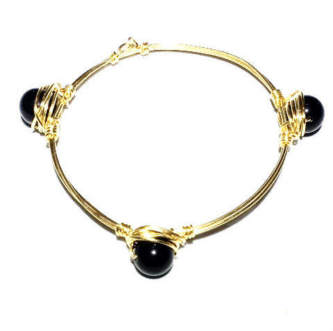 Wire Wrapped Black Onyx Stone Bracelet