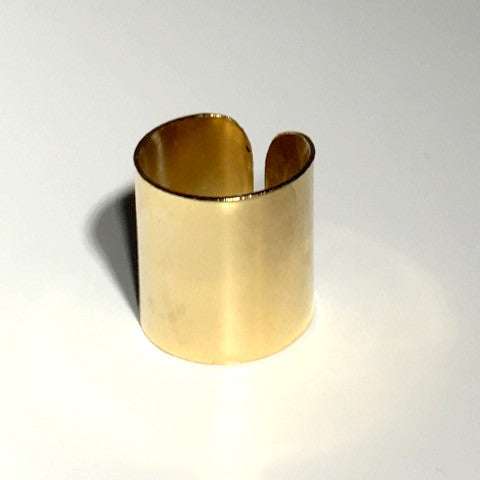 Adjustable Wide Gold Tube Ring
