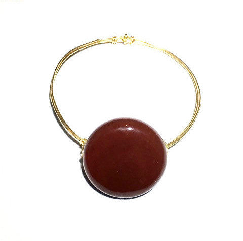 Wire Wrapped Round Carnelian Stone Bracelet